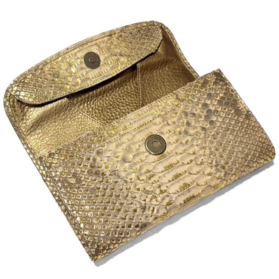 ギャルソン長財布 本革 パイソン リーフ 日本製 大きめ 大容量 収納力