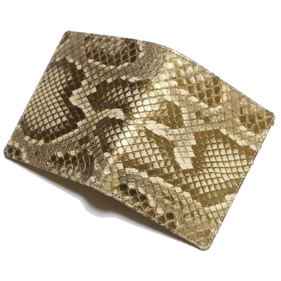 二つ折り財布 ボックス型小銭入れ モラレス パイソン 本革 パール 全2