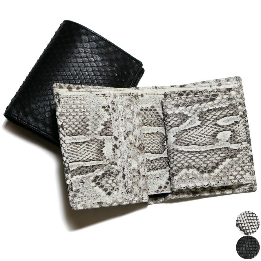 二つ折り財布 ボックス型小銭入れ 蛇革財布 折り財布 / 本革 パイソン革 ヘビ革 / モラレスパイソン マット 全２色 二つ折り財布 ボックス型小銭入れ モラレス パイソン 本革 マット 全2