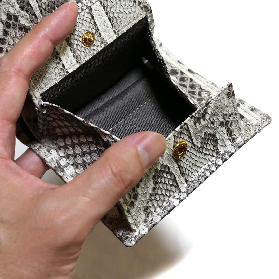 二つ折り財布 ボックス型小銭入れ 蛇革財布 折り財布 / 本革 パイソン革 ヘビ革 / モラレスパイソン マット 全２色 二つ折り財布 ボックス型小銭入れ モラレス パイソン 本革 マット 全2