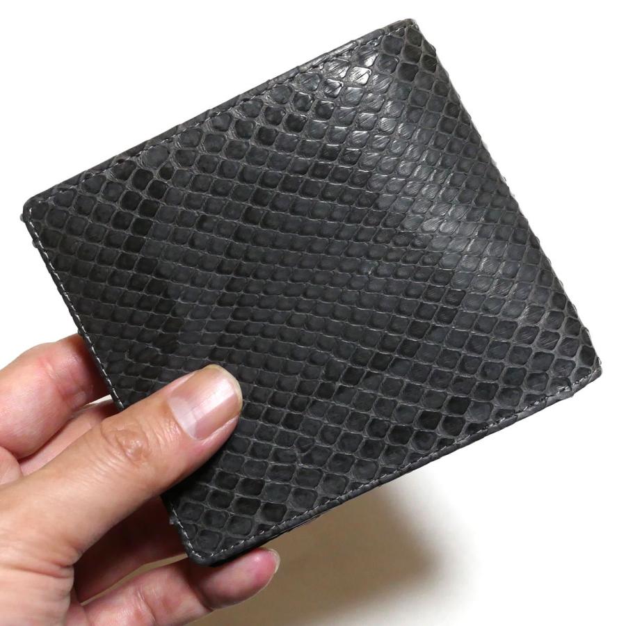 財布 二つ折り財布 小銭入れあり 本革 蛇革 ヘビ革 へび革 パイソン革