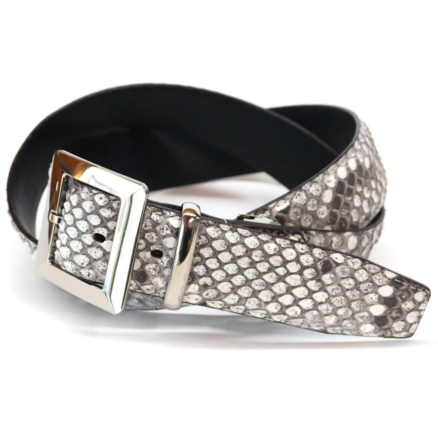 ベルト レザーベルト 4cm幅 スクエアー 四角 バックル パイソン革 ヘビ