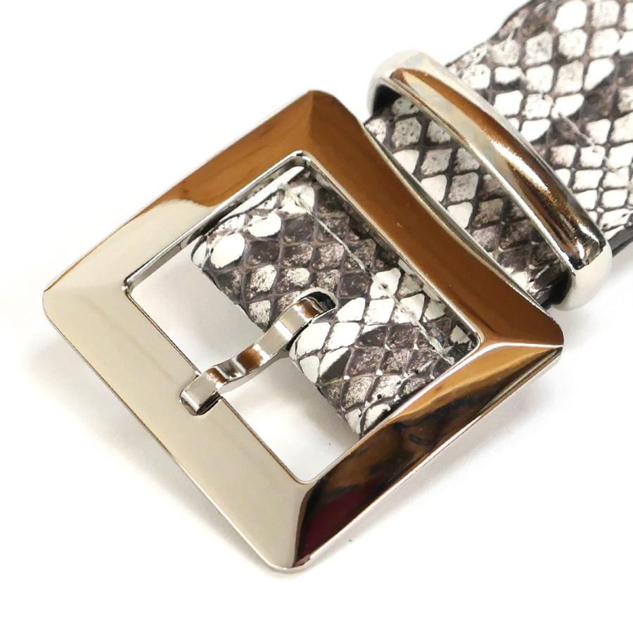 ベルト レザーベルト 4cm幅 スクエアー 四角 バックル パイソン革 ヘビ