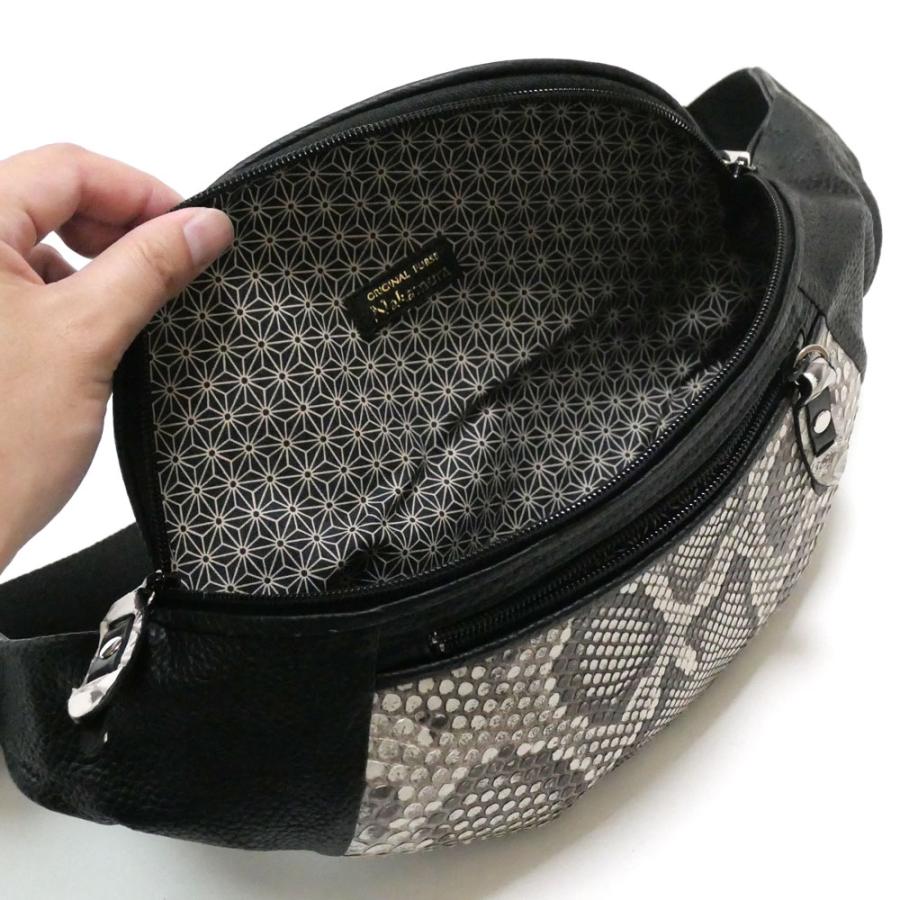 ボディバッグ ボディーバッグ ワンショルダー 斜めがけ / メンズ レディース / 横型 コンパクト 軽量 / 本革 パイソン モラレスパイソン マット ボディバッグ ボディーバッグ ワンショルダー 斜めがけ / メンズ