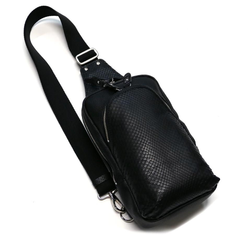 ボディバッグ メンズ レザー ショルダーバッグ 斜めがけ / 縦型 大容量 / 本革 パイソン革 蛇革 / モラレスパイソン マット チャコールグレー 2 ボディバッグ メンズ レザー ショルダーバッグ 斜めがけ / 縦型 大容量