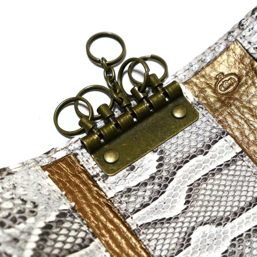 キーケース キーホルダー モラレス パイソン革 ヘビ革 牛革 5連金具