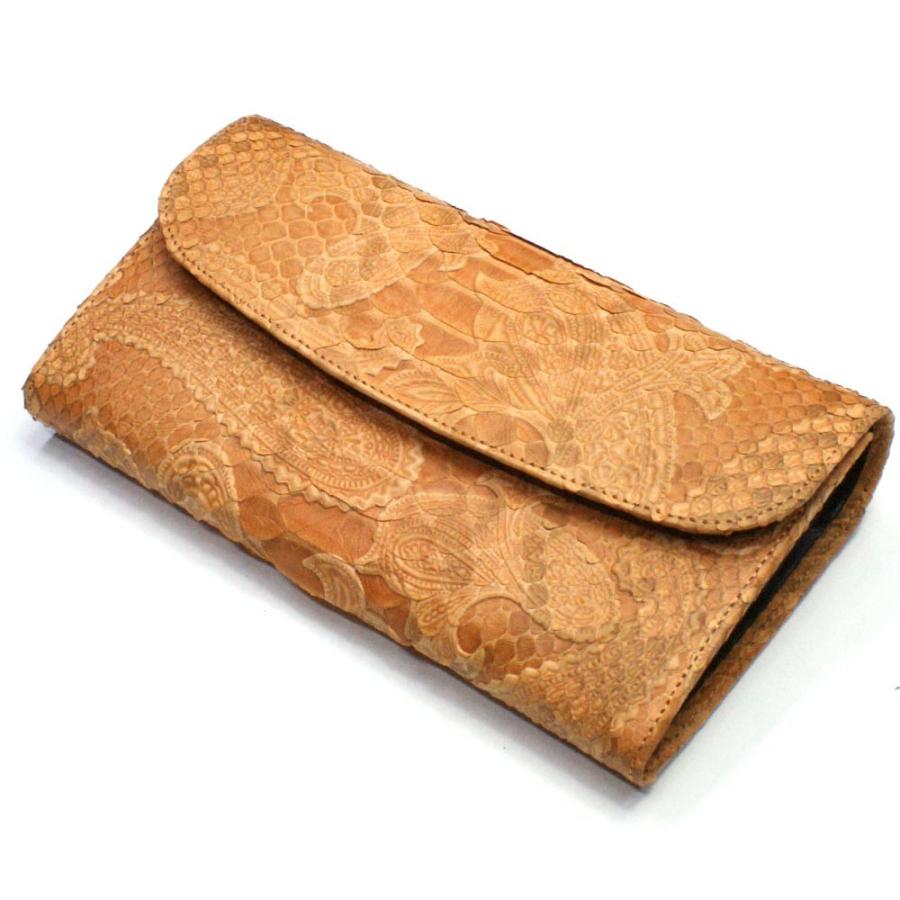 長財布 ギャルソン ウォレット レディース 財布 サイフ さいふ 大容量 ヘビ革 蛇革 パイソン 日本製 オープンマチ付 ペイズリー柄 オレンジ Ppz1121 Or 革財布店オリジナルパースナカムラ 通販 Yahoo ショッピング