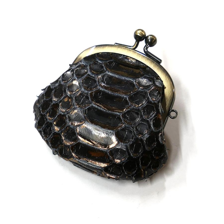 コインケース がま口 レディース コンパクト mini 小さい 小銭入れ がま口財布 パイソン 蛇革 ヘビ革 本革 レザー 財布 さいふ 日本製 (P14) ラスター チョコ