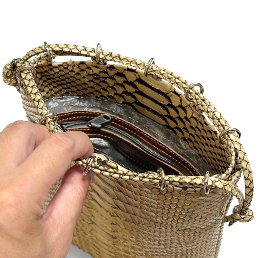 本革 パイソン マダム 合切袋 巾着バッグ メンズ レディース 男女兼用