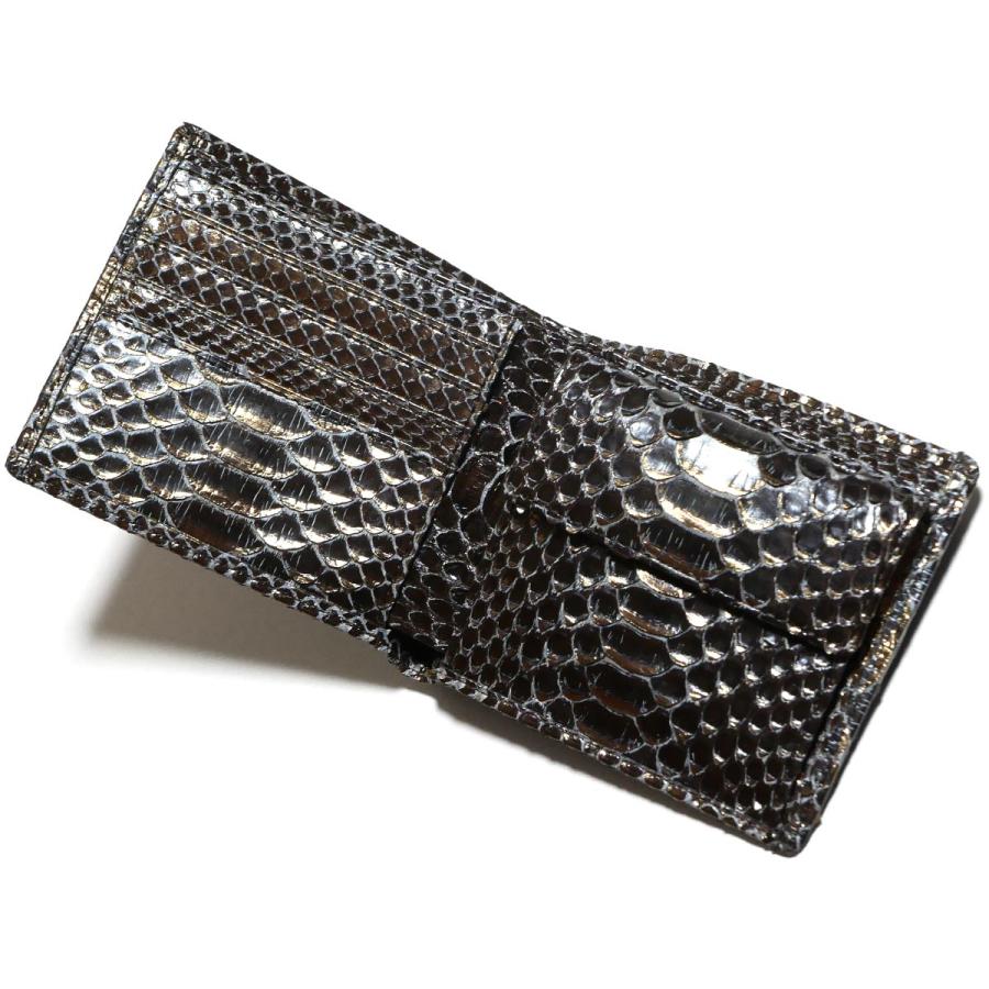 財布 二つ折り財布 小銭入れあり / 本革 ヘビ革 へび革 パイソン革
