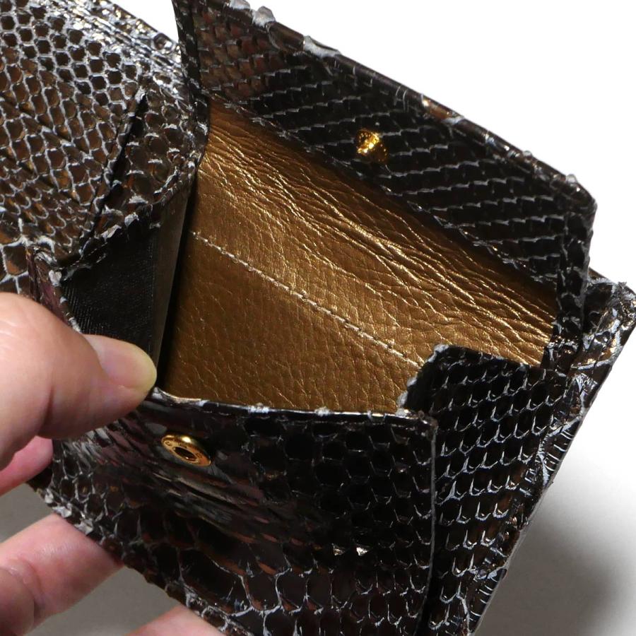 財布 二つ折り財布 小銭入れあり / 本革 ヘビ革 へび革 パイソン革