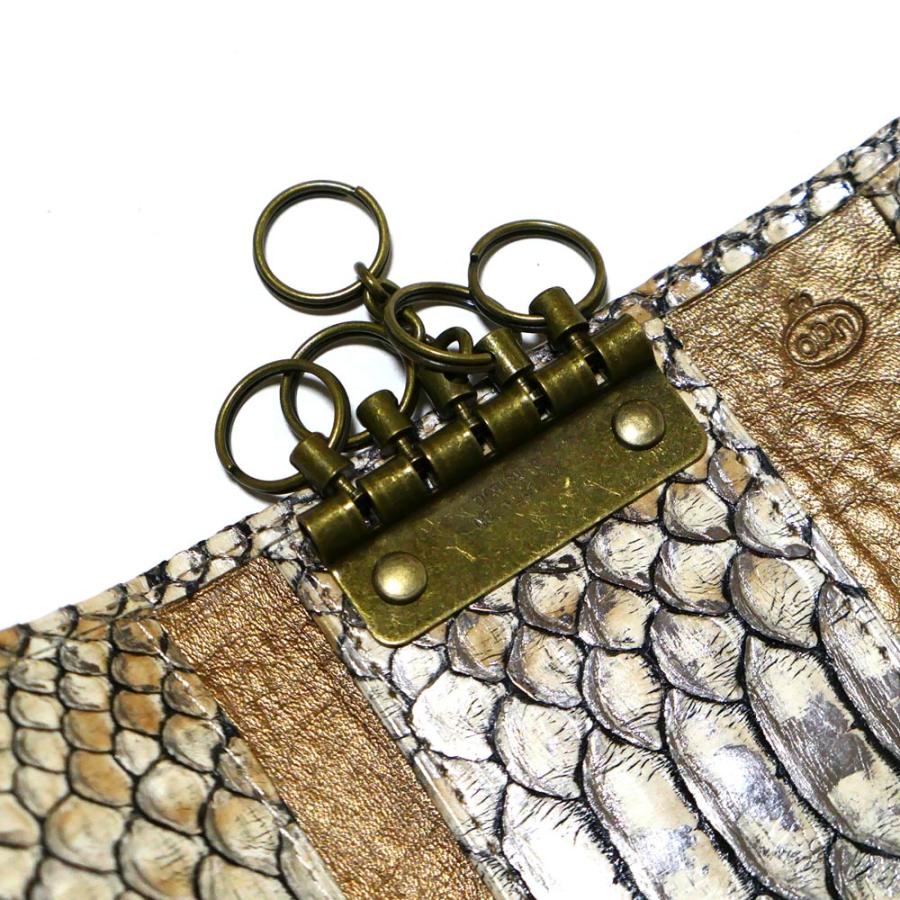 キーケース 5連 三つ折り メンズ レディース 本革 パイソン ラスター キーケース 5連 三つ折り メンズ レディース 本革 パイソン ラスター