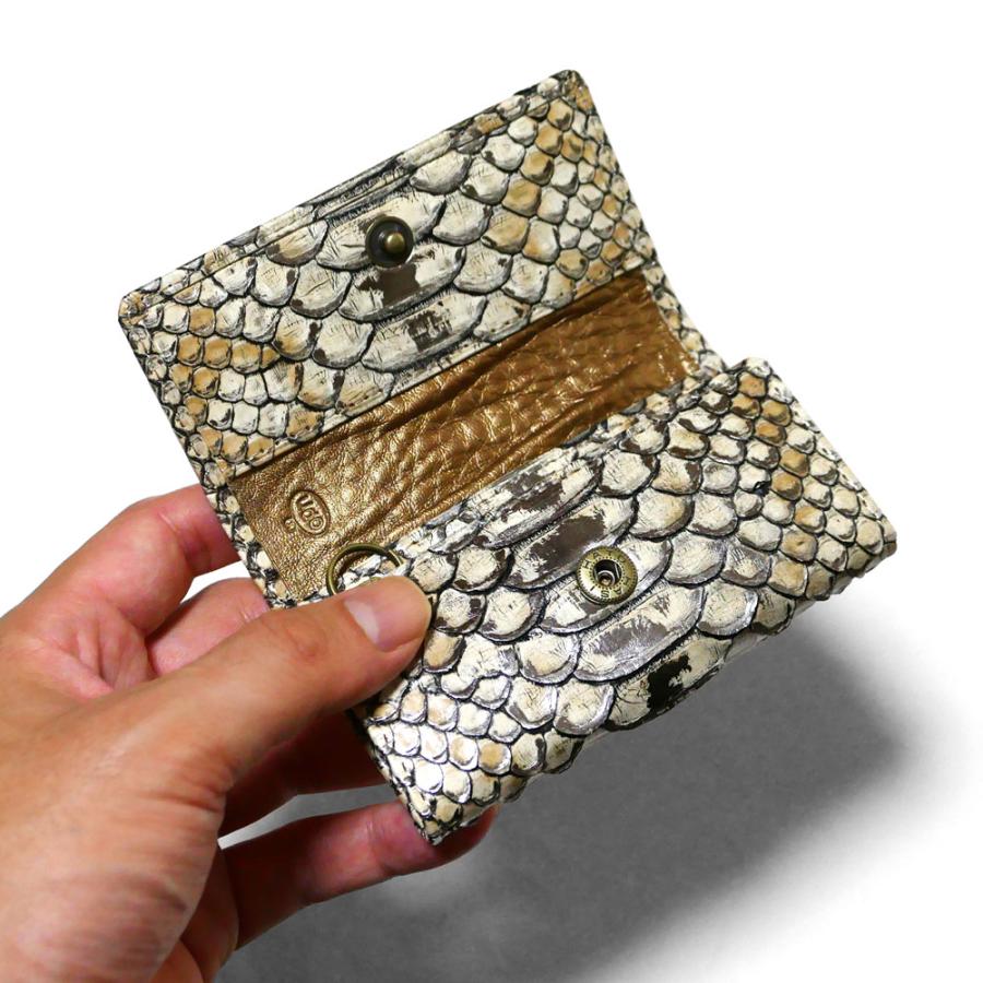 キーケース 5連 三つ折り メンズ レディース 本革 パイソン ラスター
