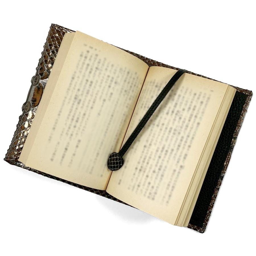 ブックカバー しおり付き 文庫 A6 BOOKカバー ブックジャケット 文庫本カバー 文庫本サイズ レザーブックカバー 本革ブックカバー 本革 パイソン ラスター_6