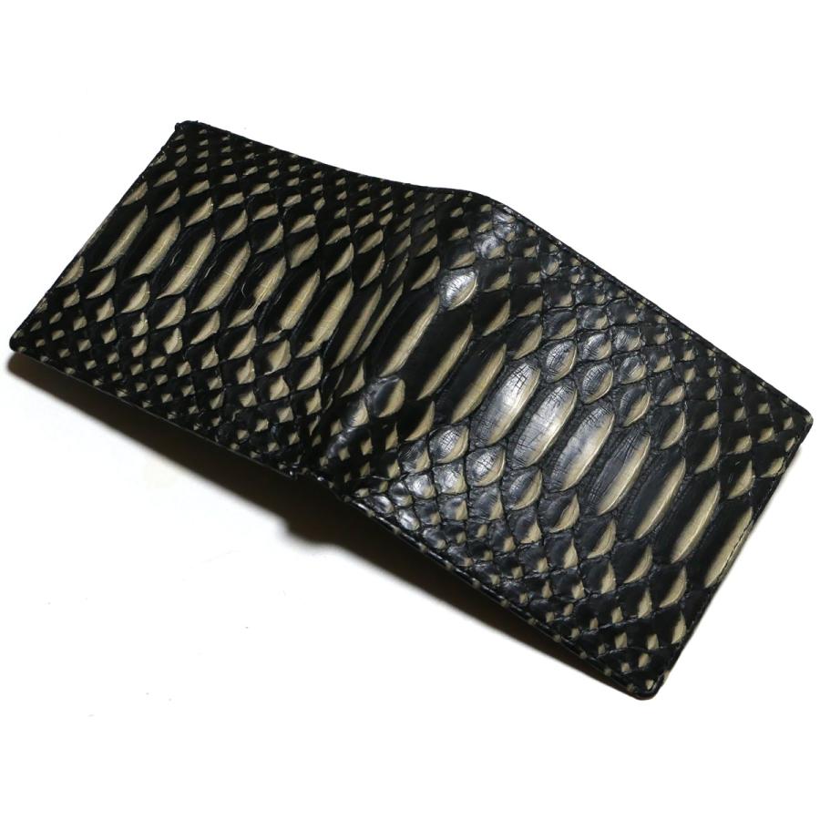 財布 二つ折り財布 小銭入れあり / 本革 ヘビ革 へび革 パイソン革