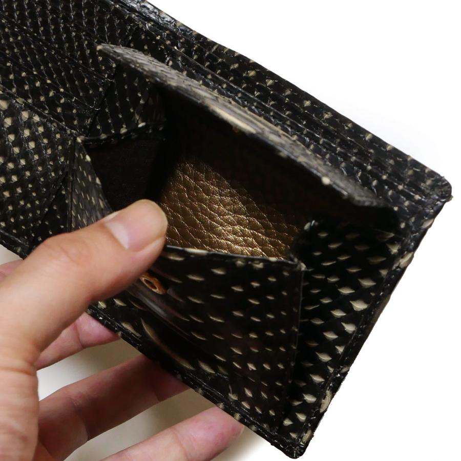 財布 二つ折り財布 小銭入れあり / 本革 ヘビ革 へび革 パイソン革