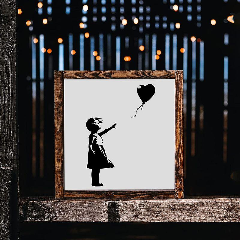 激安商品 Stencil Revolution 女の子とバルーンバンクシーステンシル 大型の絵画用 壁や工芸用 再利用可能 バンクシーステンシル 小  ウォールステッカー