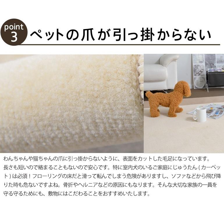 赤ちゃんにも安心！毛が抜けにくいカーペット 江戸間10畳 352×440 防音 防炎 防ダニ 抗菌 ホットカーペットカバー・床暖房対応 フリーカットOK NEWタッチ