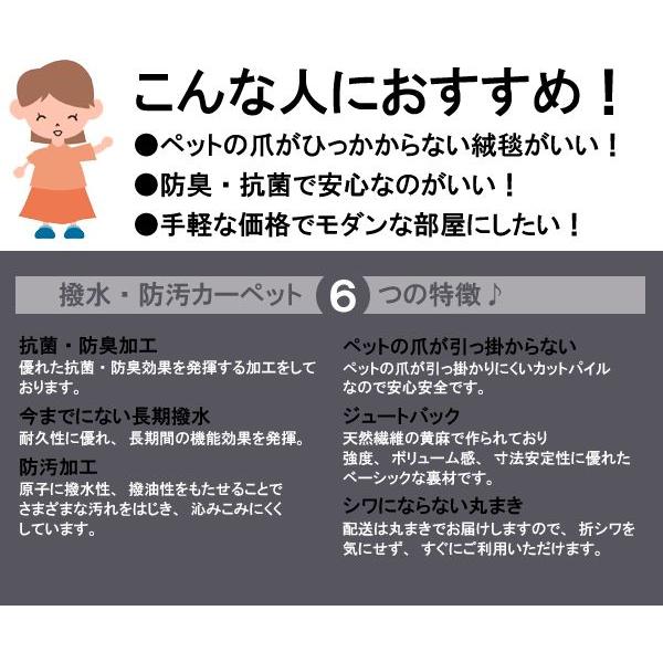 カーペット  二畳 2畳 防汚カーペット  江戸間 2帖 絨毯 アスソレイユ｜nakane｜03