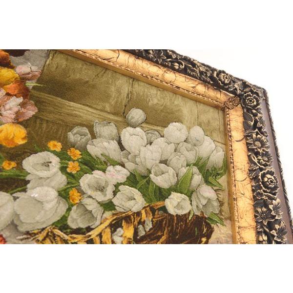 ペルシャ絨毯 絵画 タペストリー 壁掛け インテリア アンティーク 花柄