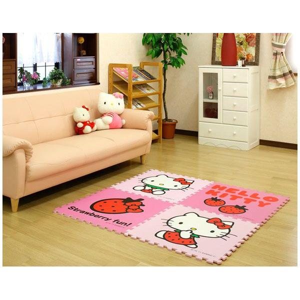 ジョイントマット タイルカーペット ハローキティ 60x60x1cm EVAいちご