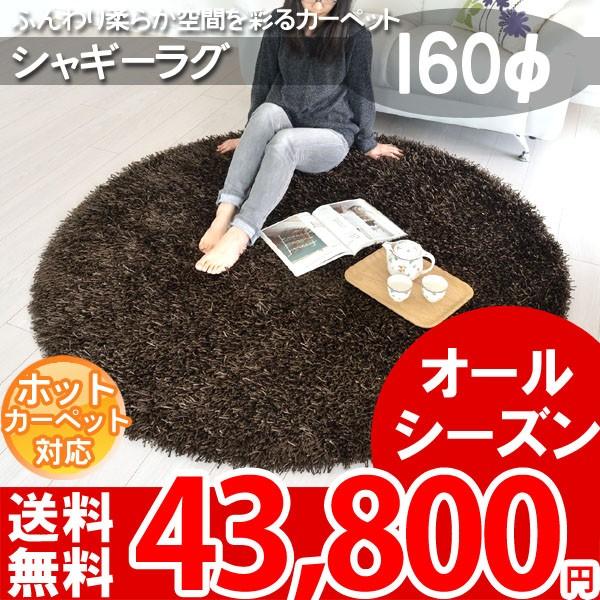 ラグ マット シャギーラグ 丸 円形ラグ 輸入絨毯 160Ф 9400070 DBW