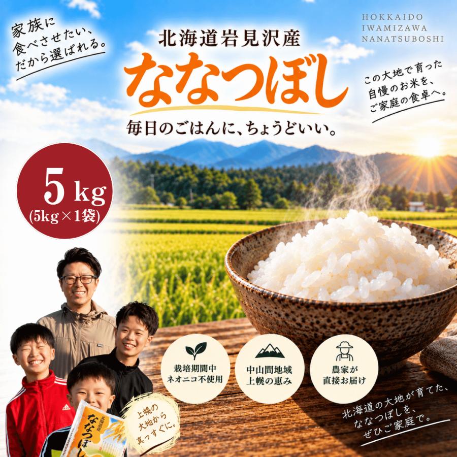 ななつぼし 新米 お米 玄米 5kg 5kg×1袋 令和8年産 送料無料 ネオニコ