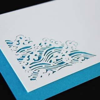 名刺用 用紙 4号 [50枚入] 切リ絵 M5 波【名入れ印刷なし 紙の販売です