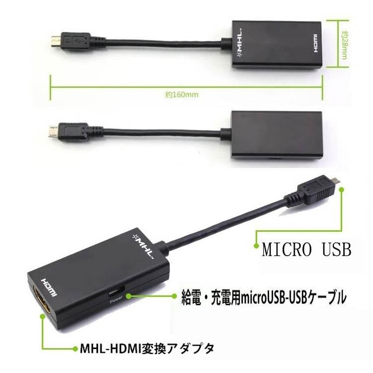 HDMI 変換 ケーブル MHL アダプタ microUSB スマホ TVリモコンMHLケーブル-HDMI変換アダプタ　スマホやdtabの映像をテレビに出力(microUSB-USBケーブル付き)｜nakanokoubou｜04