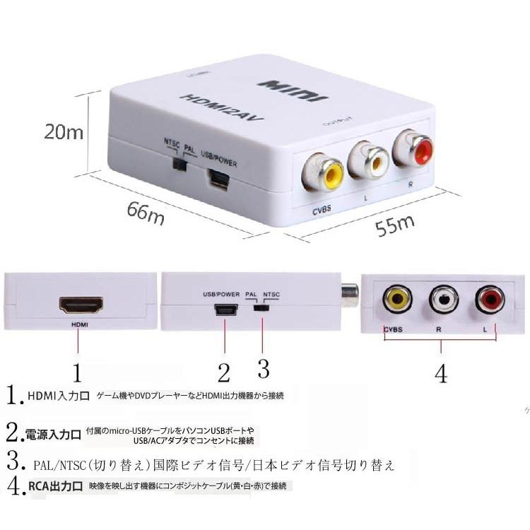 HDMI to RCAコンポジット(アナログ)変換アダプタ HDMI信号をコンポジット(RCA)に変換するアダプタ｜nakanokoubou｜03