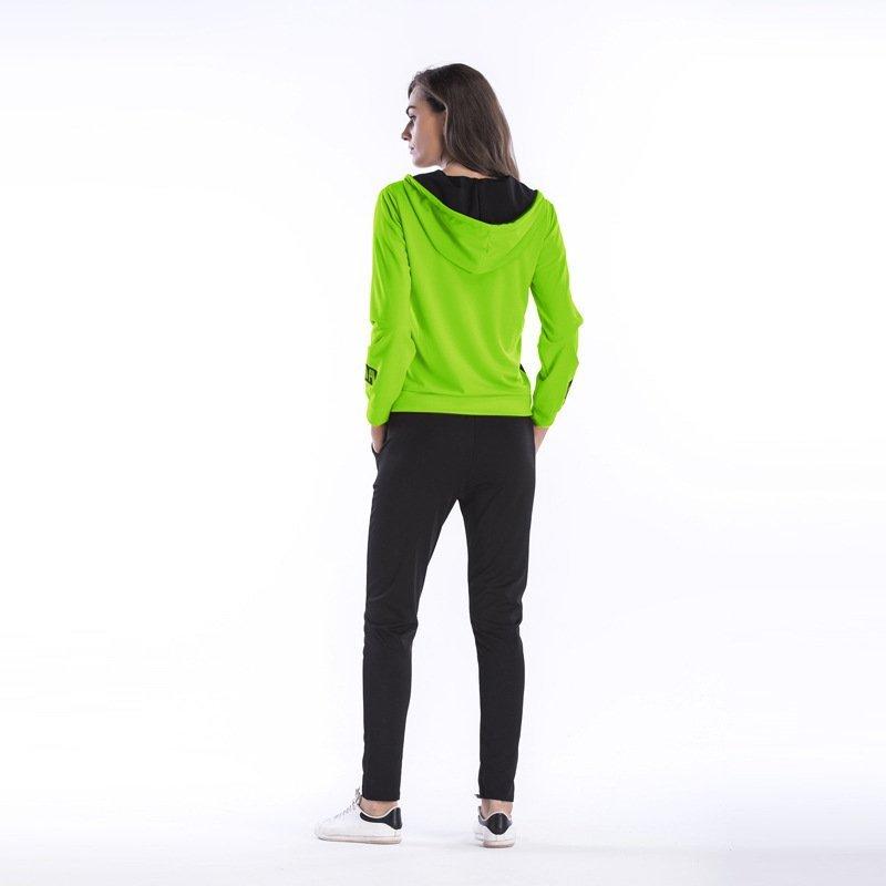 注目ショップ ブランドのギフト スポーツウェアセットアップレディース3点セットジャージ上下セット女性用半袖tシャツトレーニングウェアフード付き長袖カ ジャージ上下セット カラー グリーン Www Fattoriabacio Com