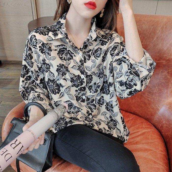 レディース 40代 ブラウス 春秋 new 花柄シフォシャツ 長袖トップス カジュアル韓国風 おしゃれ 大人 通勤 オフィス ゆったりシャツ30代50