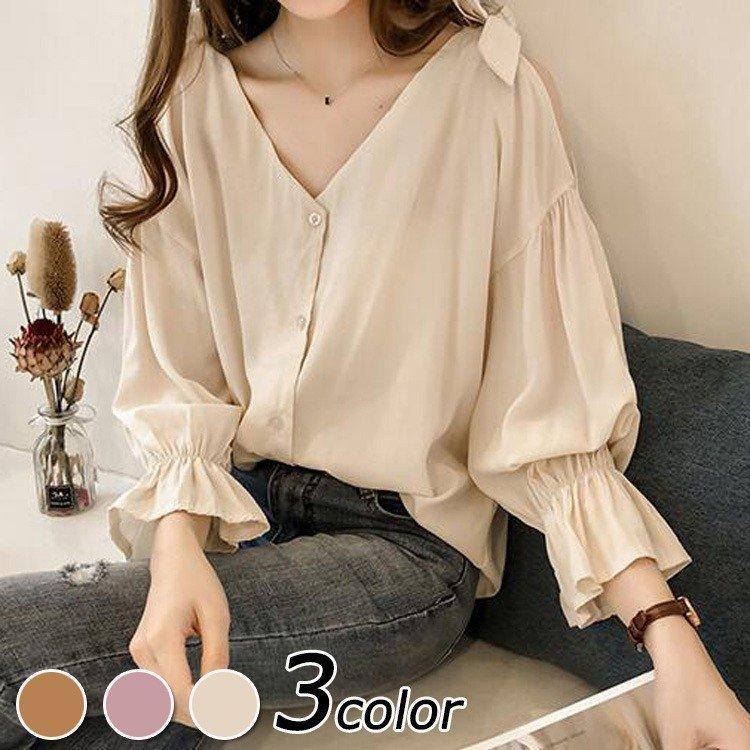 トップス 22年5月新作下旬 レディース きれいめ ブラウス 40代 New 上品 Vネックブラウス シャツ トップス 長袖 韓国風 肩出しトップス 大きいサイズ 大人 Tシャツ D17meteker Www Kbdav Ac In