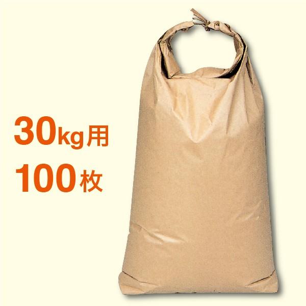 玄米袋30kg用 三層茶クラフト無地 窓なし 舟底 ひも付 DSC6 100枚