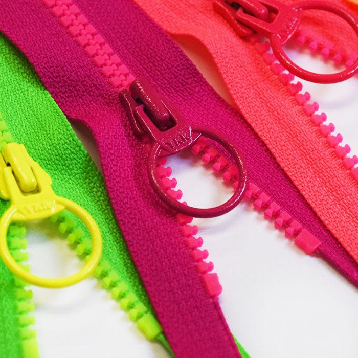 YKK リングタイプ ネオンカラーファスナー 40cm 蛍光色 蛍光