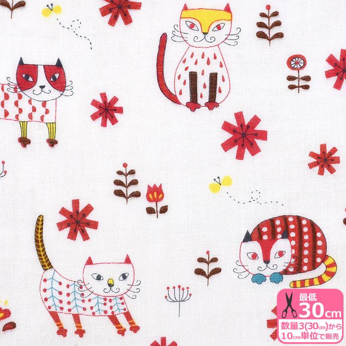 YUWA Many Cats ダブルガーゼ 猫 猫柄 ネコ ネコ柄 キャット