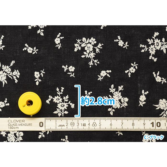 60リネンフラワープリント ナチュラル 花柄 リネン 麻100% 生地 布