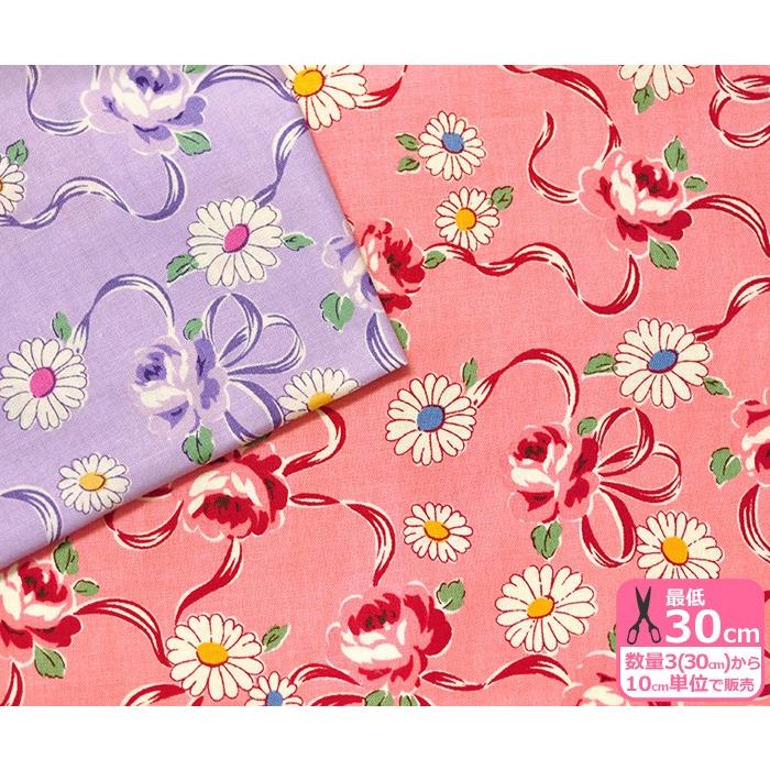 YUWA 白い花とバラとリボン シャーティング 松山敦子さんデザイン