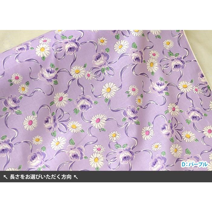 YUWA 白い花とバラとリボン シャーティング 松山敦子さんデザイン