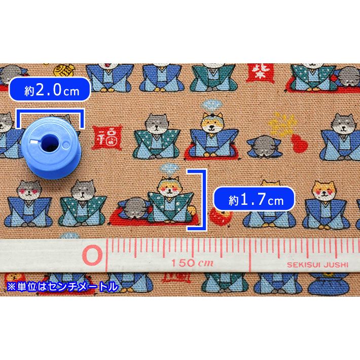 柴犬侍 綿麻キャンバス KTS6704 しばざむらい 武士わんこ コットン