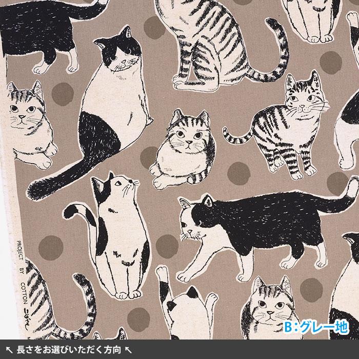 Big猫 綿麻キャンバス 猫 猫柄 ネコ ネコ柄 ねこ柄 にゃんこ ハチワレ