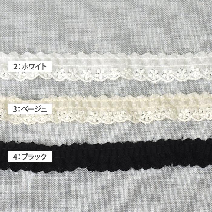 綿フリルレース 小花モチーフ 綿レース 約1.4cm幅 手芸材料 1089F 数量