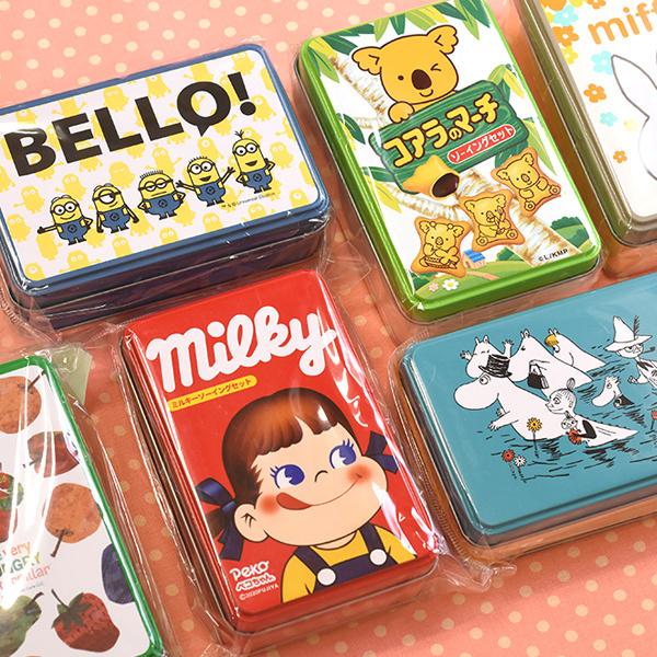 缶入り ソーイングセット 5点入り キャラクター柄とお菓子パッケージ柄