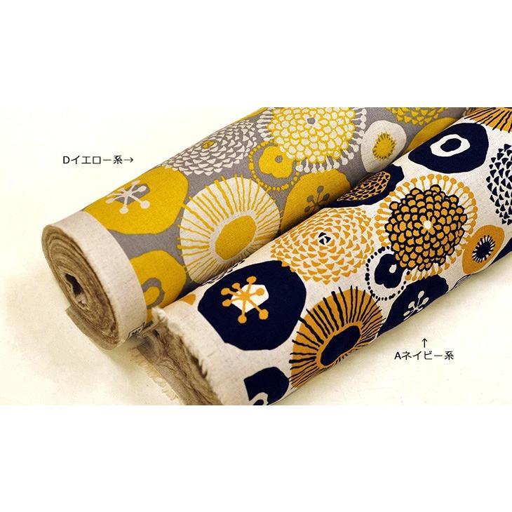 綿麻キャンバス 北欧風モダンまるいkukka クッカ 花柄 コットンリネン