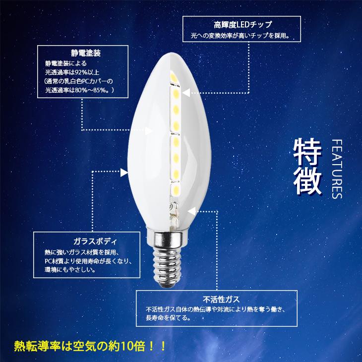 シャンデリア電球 LED E12 E17 40W形 白色フロストカバー シャンデリア電球 LED E12 E17 40W形 白色フロストカバー