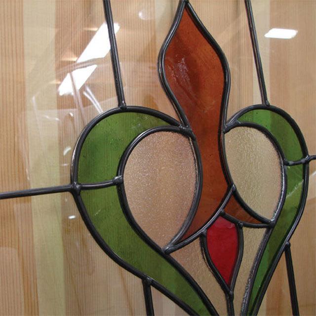 送料無料 アンティーク ステンドグラス（ハート）窓格子 ウォールデコ