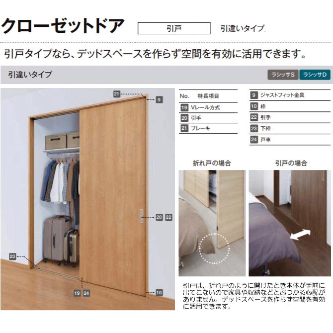 新品未開封【LIXILラシッサクローゼット引違い戸】1セット ラシッサ 送料無料 ラシッサクローゼットドア 引違いタイプ引戸 ASHC