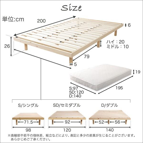 セミダブルベッド　ポケットコイルロールマットレス付き　3段階高さ調節　脚付きすのこベッド 北欧産パイン材 通気性 低ホルムアルデヒド仕様 丈☆SO-DD｜nakashima｜02