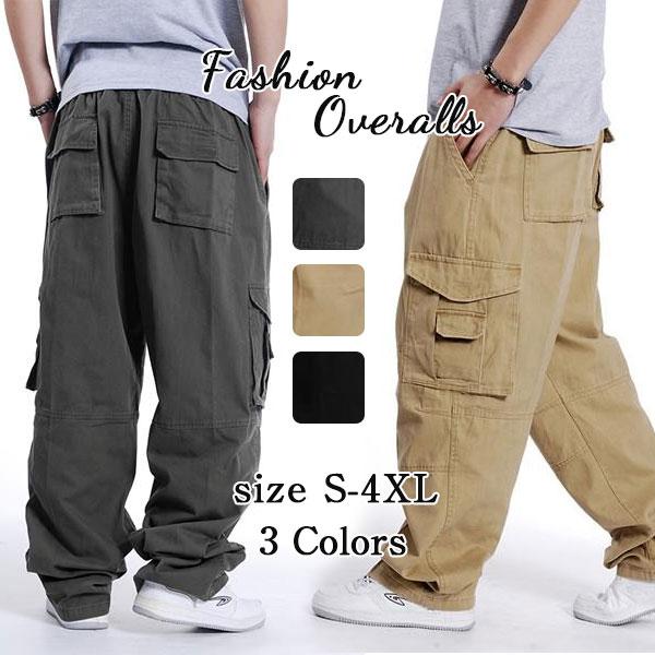 カーゴパンツ ワイドパンツ オーバーサイズ メンズ 作業着 カジュアルパンツ 太め カーゴ 登山 ハイキング アウトドア ポケット付き 無地 在庫有