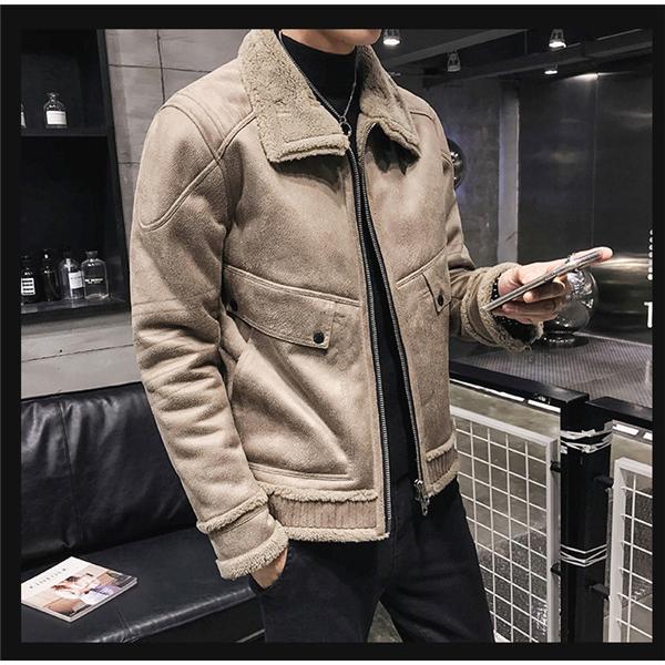 上品ムートンジャケット メンズ 厚手 ジャケット ファー ムートンジャケット メンズ 厚手 ジャケット ファー ブルゾン 保温 防寒 防風 Attc Hu